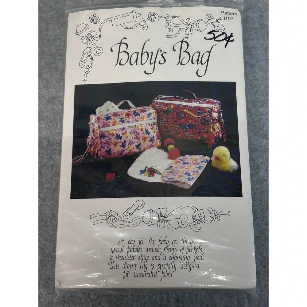 Baby's Bag Unisex White Vintage Sewing Pattern H107 Diaper Bag Changing Pad OS